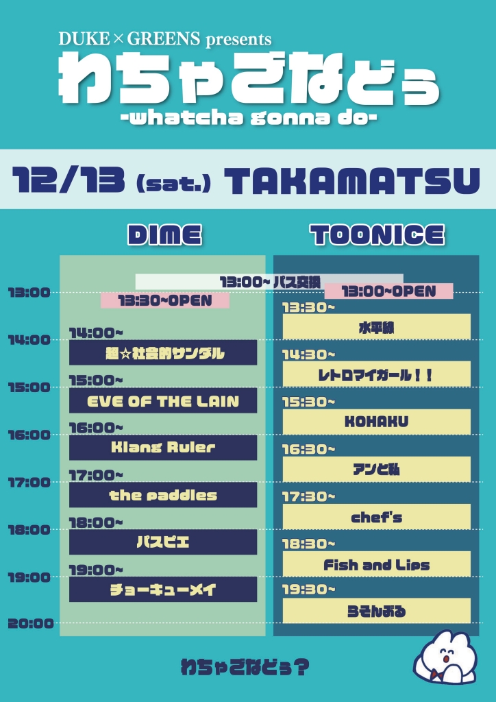 DUKE | DUKE×GREENS presents わちゃごなどぅ -whatcha gonna do-